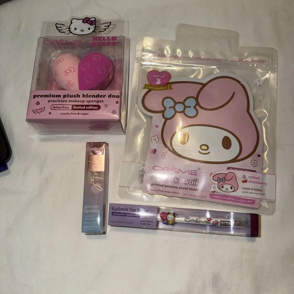 Hello Kitty Premium Plush Blender Duo Creme Shop MakeupSponge, Lip Stain,ETC New
